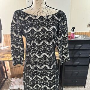 Lilly Pulitzer Black and White Lace Long Sleeve Dress